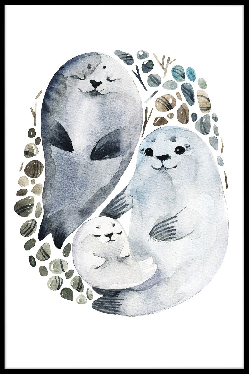 Seal Family Watercolor juliste