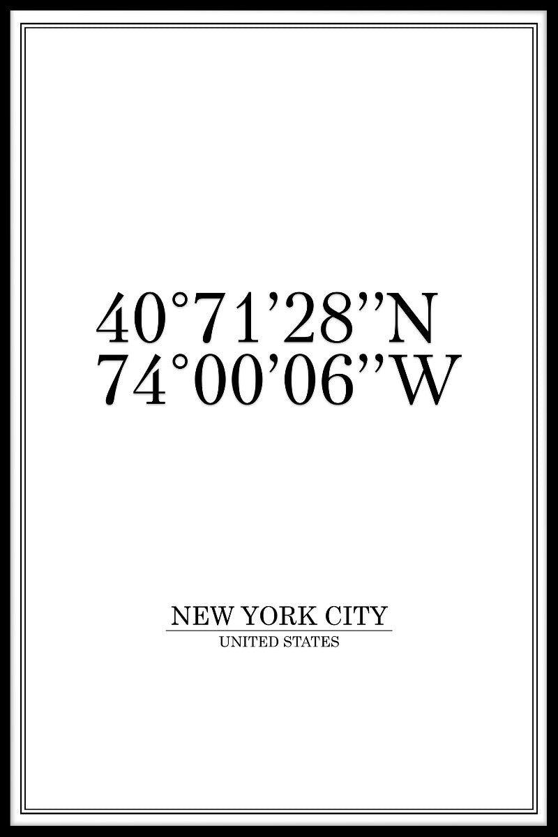 New York City Coordinates juliste