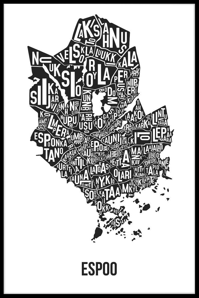 Espoo Text Map juliste