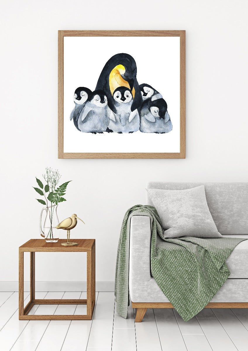 Penguin Family Watercolor juliste
