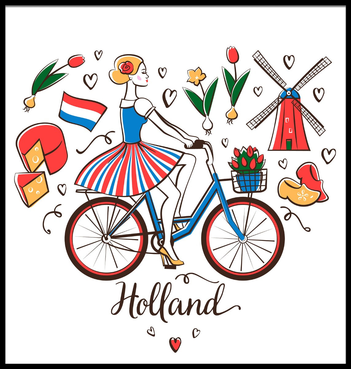 Bicycle Holland Illustration juliste
