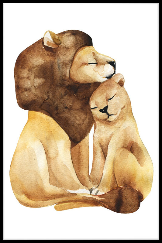 Lion Love Watercolor juliste