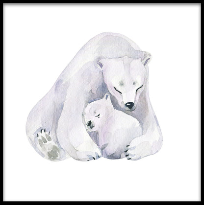 Polar Bear Love Watercolor juliste
