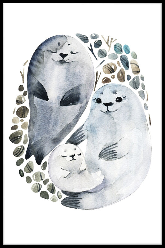 Seal Family Watercolor juliste