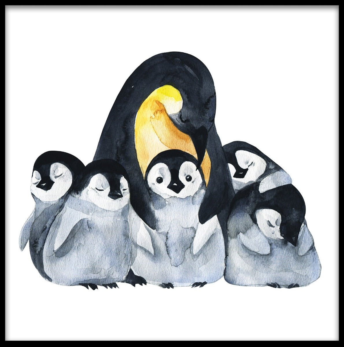 Penguin Family Watercolor juliste