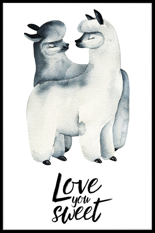 Llama Love Watercolor juliste