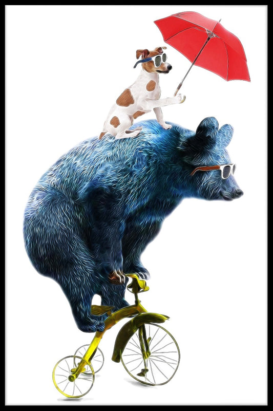 Bear Bicycle Illustration juliste