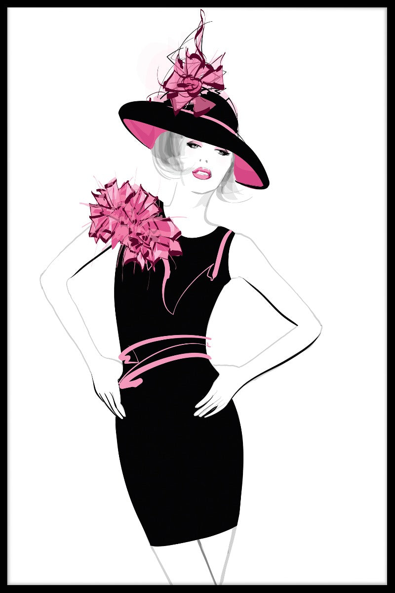 Fashion Woman With Black Hat juliste