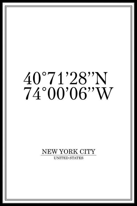 New York City Coordinates juliste