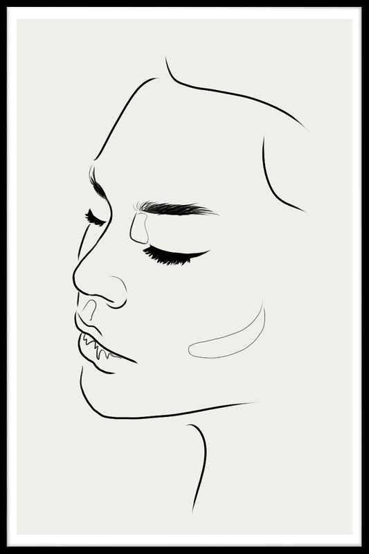 Line Art Female Face juliste