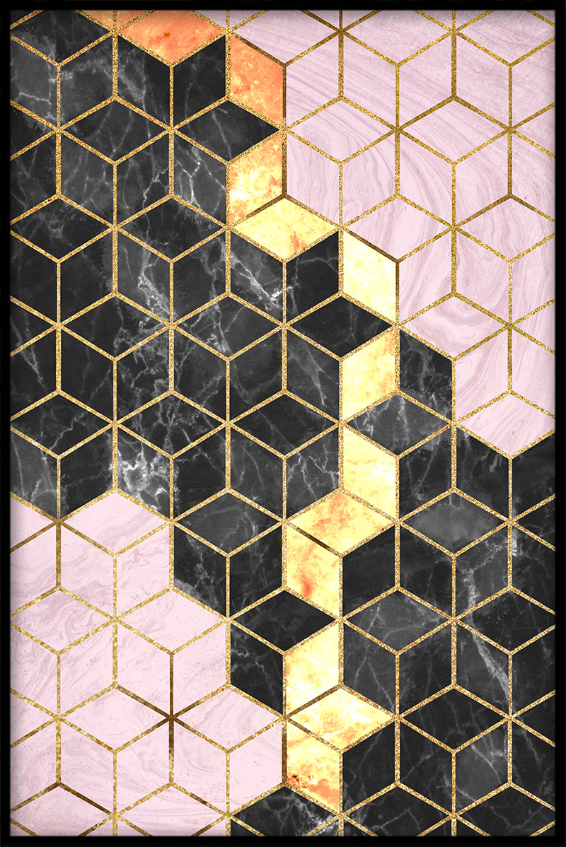 Abstract Textured Cubes juliste