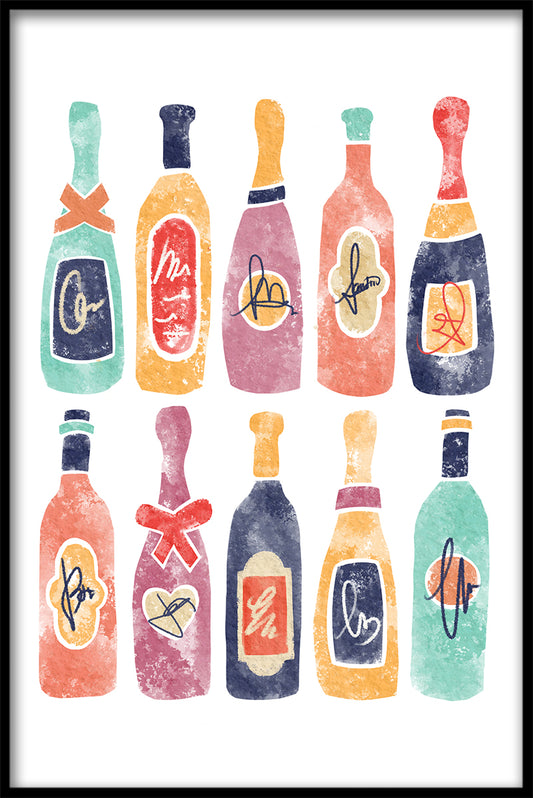Wine Bottles Illustration juliste