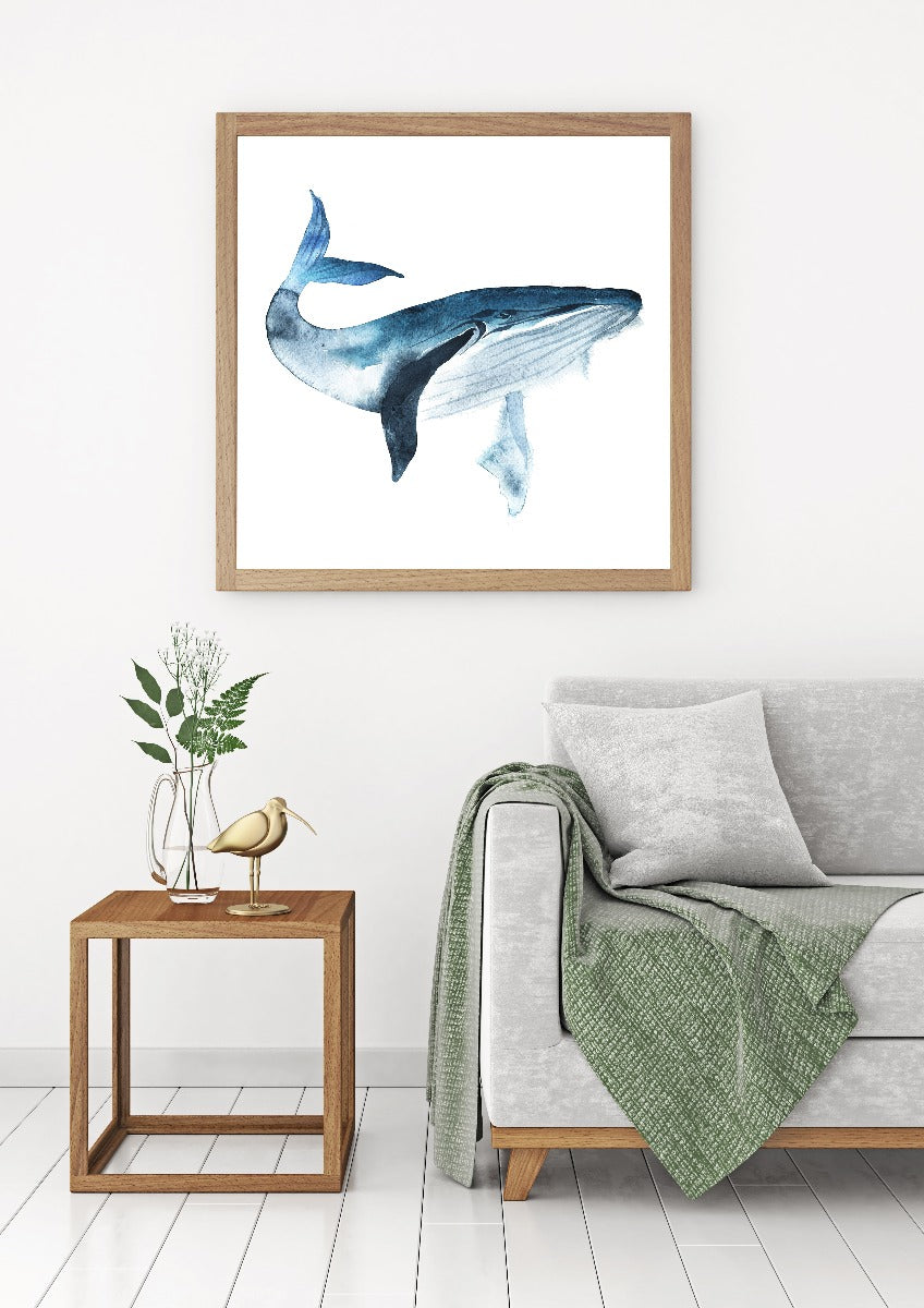 Blue Whale Watercolor juliste