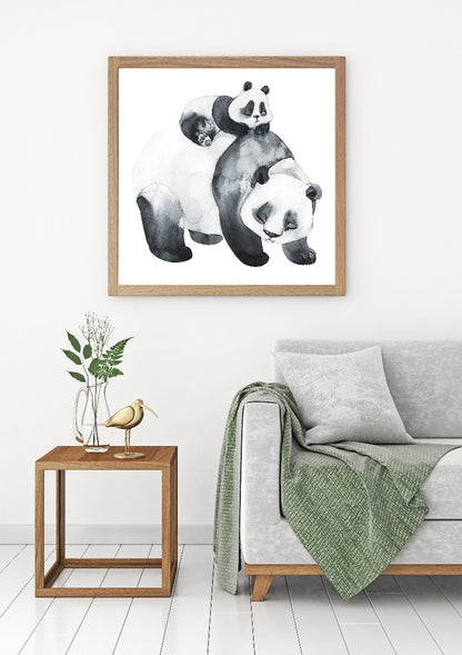 Panda Family Watercolor juliste