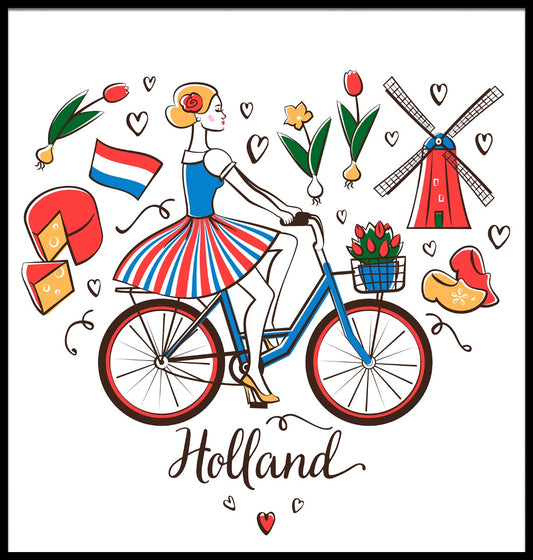 Bicycle Holland Illustration juliste